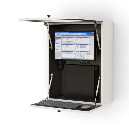 Wall Mounted Computer Workstation with Retractable Monitor